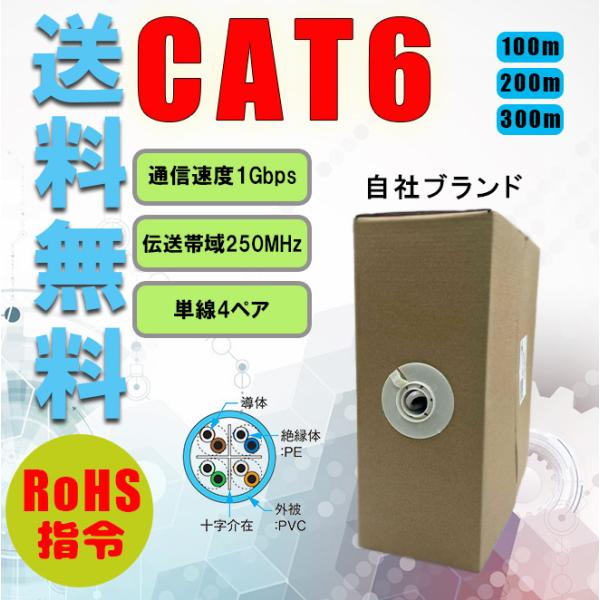 自作用　  cat6   100m   カテゴリ6   cat6LANケーブル  lan 6  ca...