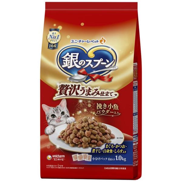 ユニチャーム 銀のスプーン 贅沢うまみ仕立て まぐろ・かつお・煮干し・白身魚・しらす入り 1.0kg