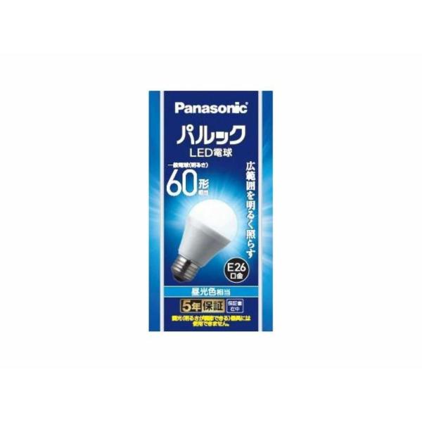 パナソニック Panasonic LED電球 60W形 昼光色 広配光 照明 E26 7W 屋内用 ...
