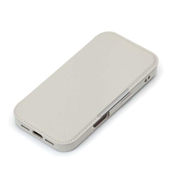 PGA iPhone16用 ガラスフリップケース サフィアーノ調/グレー PG-24AGF05GY ...
