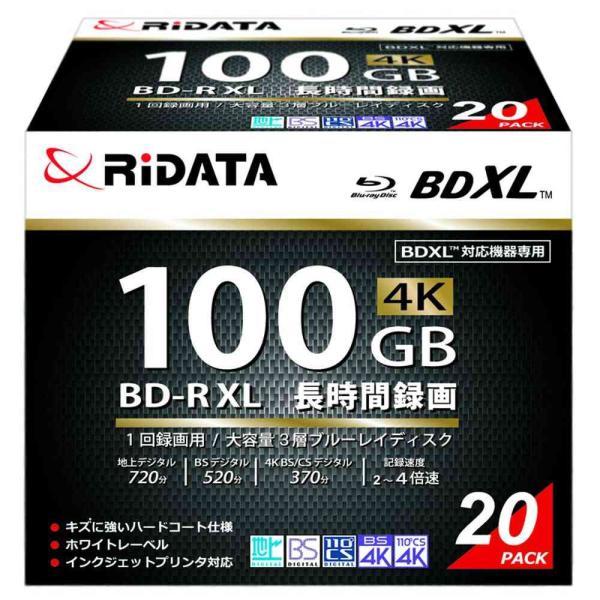 アールアイジャパン RiDATA 1回録画用 片面3層 2-4倍速 BD-R XL 100GB ブル...