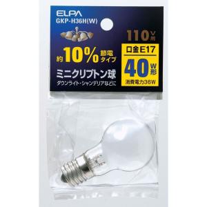 エルパ ELPA ミニクリプトン球 白熱電球 E17 40W形 GKP-H36H（W）