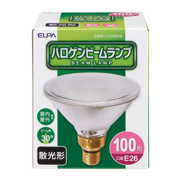 エルパ ELPA ハロゲンビームランプ 100W形 散光 電球 照明 E26 65W 800lm E...
