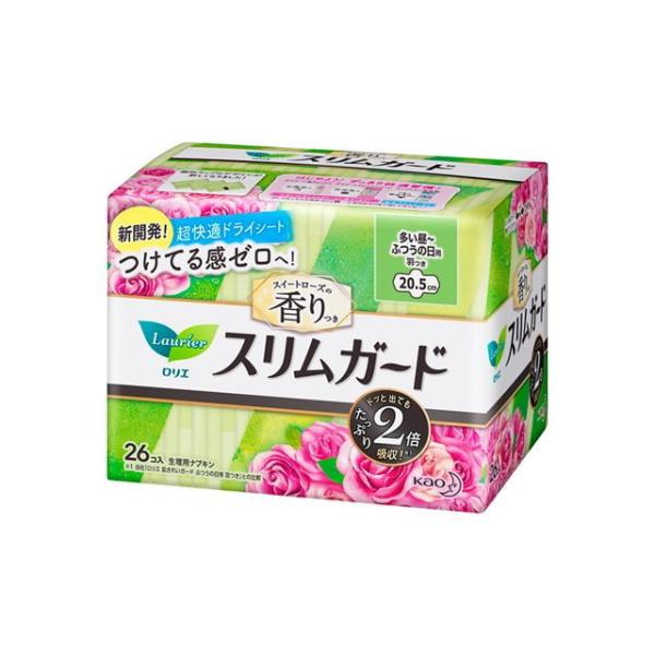 花王 ロリエ スリムガード スイートローズの香り 多い昼〜ふつうの日用羽つき 26コ入【3個セット】