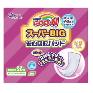 【ポイント10倍】大王製紙 グーンスーパーBIG 安心吸収パッド 26枚【6個セット】｜sundrugec