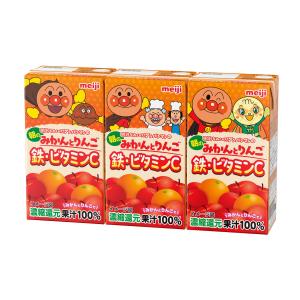 ◆明治 アンパンマンの朝のみかんとりんご 鉄・ビタミンC 125ml×3個パック 【12個セット】