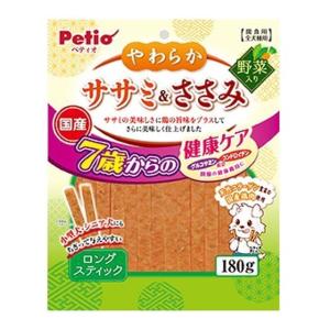 ペティオ やわらかササミ＆ささみ ロングスティックタイプ 7歳からの健康ケア 野菜入 180g