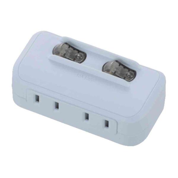 オーム電機 LED個別スイッチ付き 節電タップ 2個口 HS-A1758W