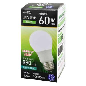 オーム電機 LED電球 E26 60形相当 昼白色 1個