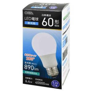 オーム電機 LED電球 E26 60形相当 昼光色 1個
