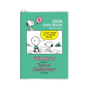 15％OFF 2026年度ダイアリー 10月始まり PEANUTS スヌーピー A6 マンスリー 緑...