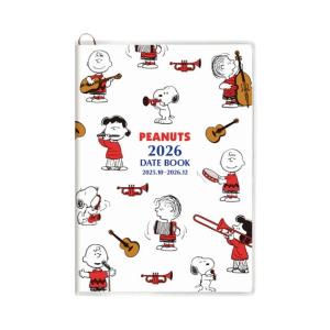 15％OFF 2026年度ダイアリー 10月始まり PEANUTS スヌーピー A6 マンスリー 白...