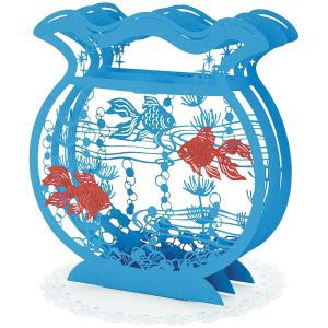 サマーカード 立体レーザーカットカード  水色金魚鉢