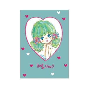 水森亜土 ポストカード 緑 AN26-9 スクエア square キャラクターグッズ かわいい 大人...