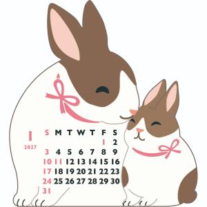 2027年度カレンダー 卓上 アニマルダイカッ...の詳細画像1
