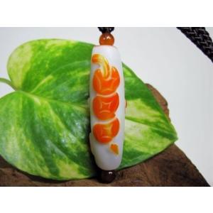 ネックレス ホワイトアゲート 白メノウ 財神 古銭の詳細画像1