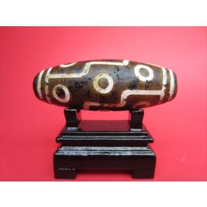 チベット天珠 九眼天珠 約57×11.5mm 稀少手彫り彫刻 一点物 : 天然石