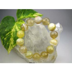 ブレスレット イエローボツワナアゲート Φ14.2±0.2mm 一点物 : 天然石