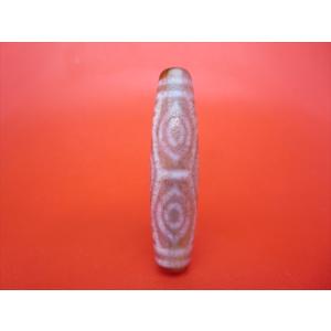 チベット紅玉髄天珠 龍眼天珠 カーネリアン 約59×14mm 一点物 : 天然石