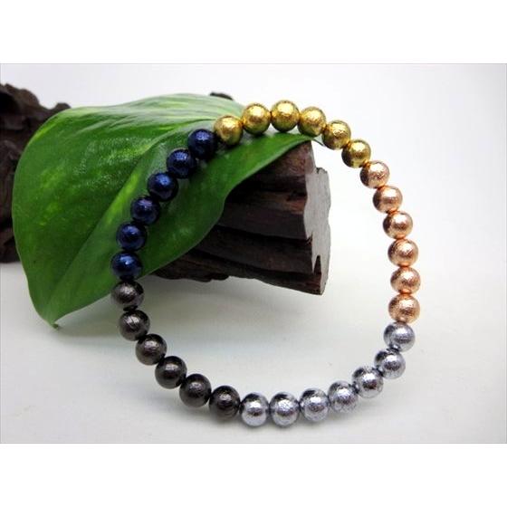 ブレスレット ミックスカラーギベオン 鉄隕石    品質ＡＡＡ Φ6±0.2mm 鑑別済み