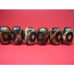 チベット火供天珠 虎牙三眼天珠 Φ13×10mm 4粒SET : 天然石のお店Sun