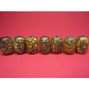 チベット高級龍紋天珠 亀甲九眼天珠 30×10mm 2粒SET : 天然石のお店Sun