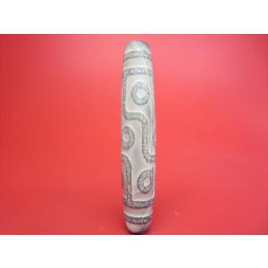 チベット天珠 九眼天珠 約57×11.5mm 稀少手彫り彫刻 一点物 : 天然石