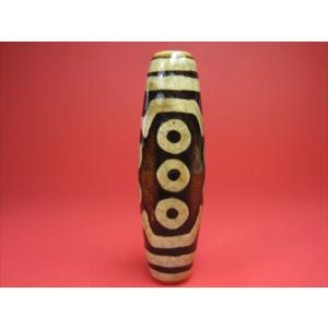 チベット銀線天珠 龍眼天珠 約58×14mm 古銅 朱砂入り 一点物 : 天然石