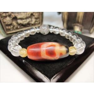 チベット紅玉髄天珠 六眼天珠 カーネリアン 馬蹄痕 一点物 : 天然石の 
