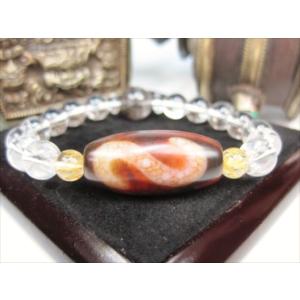 龍紋天珠ブレスレット 一眼天珠＋水晶＋ゴールドルチルクォーツ＋