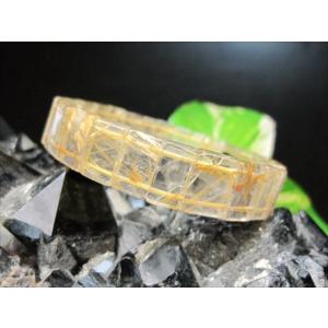 ブレスレット ゴールドルチルクォーツ スクエアカット 14×5×7mm 一点物