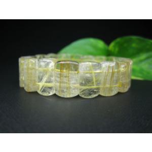 ブレスレット ゴールドルチルクォーツ スクエアカット 14×5×7mm 一点物 