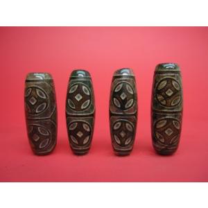 天珠セット　37 チベット高級龍紋天珠 逆九眼天珠 30×10mm 2粒SET : 天然石のお店Sun