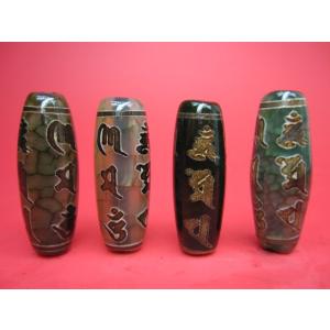 チベット高級天珠 亀甲九眼眼天珠2粒SET 38×12mm : 天然石のお店Sun