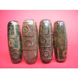 チベット高級龍紋天珠 逆九眼天珠 30×10mm 2粒SET : 天然石のお店Sun