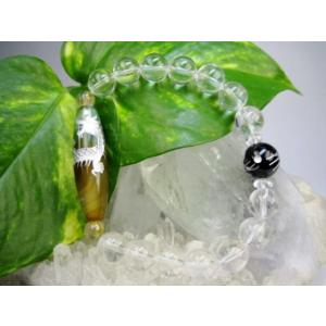 ブレスレット 手彫り龍神天珠 水晶 茶 緑メノウ 素彫り : 天然石のお店