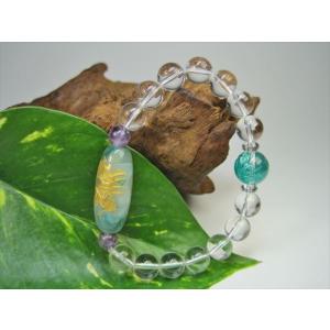 ブレスレット 手彫り龍神天珠 水晶 白縞メノウ シルバー : 天然石のお
