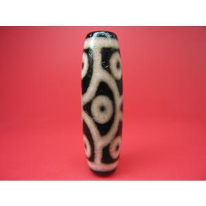 チベット天珠 九眼天珠 約57×11.5mm 稀少手彫り彫刻 一点物 : 天然石