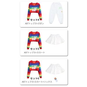 レインボー柄 子供服 ダンス衣装 セットアップ...の詳細画像3