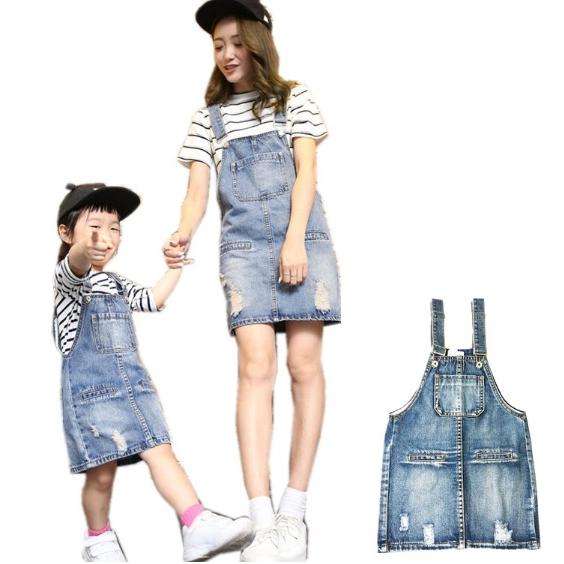 親子ペア 100サイズ Sサイズ Mサイズ ペアルック レディース キッズ サロペット デニムスカー...