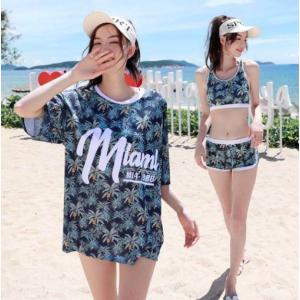水着 体系カバー ボタニカル リーフ柄 レディー...の商品画像