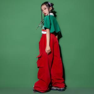パンツ ズボン ダンス レッド 赤 キッズ ガ...の詳細画像2
