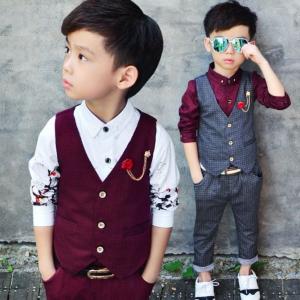 子供服 スーツ キッズ 男の子 ベストスーツ グレー ワインレッド 入園式 卒園式 七五三 入学式 卒業式 結婚式 発表会 90 100 110 120 130 140cm