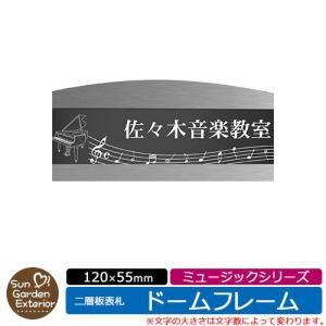 アクリル表札 二層板表札 【サイズ：120×55mm】 ドームフレームタイプ ミュージックシリーズ イメージ： Dピアノ 外壁用 門塀用【PR】