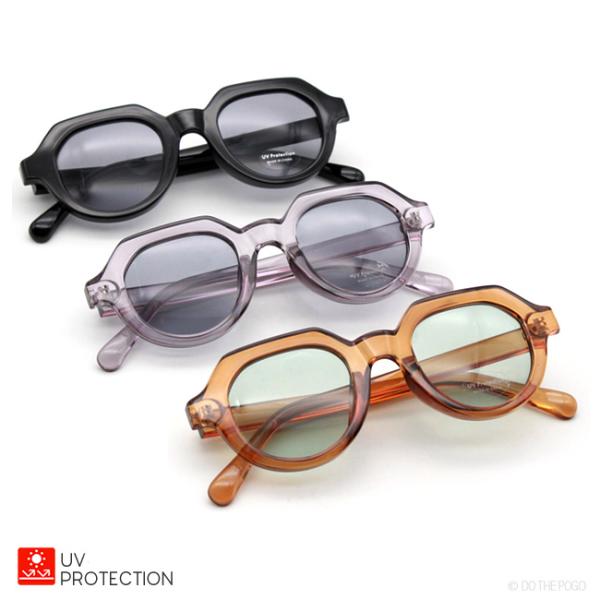 クラウンパントサングラス ボストンサングラス カラーレンズ UVカット メンズ レディース ブラック...