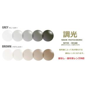 調光レンズ(フレーム同時購入のみ) 2枚1組 グレーとブラウンの2色 度無し・度入り(屈折率1.55...