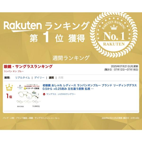 老眼鏡 おしゃれ レディース ランバンオンブルー ブランド リーディンググラス 0.5から +0.2...