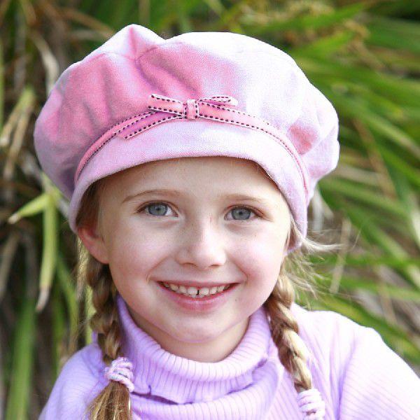 帽子/子供/帽子/キッズ/ハット/UVカット/秋冬/ベレー　カラー：ソフトピンク