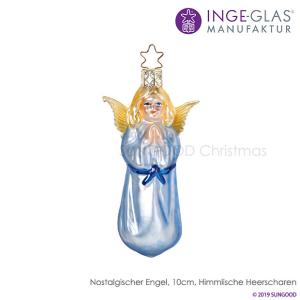 クリスマスツリー 飾り オーナメント ドイツ INGE-GLAS MANUFAKTUR インゲグラス 恋しさを抱く天使 10cm 10040S019｜sungood