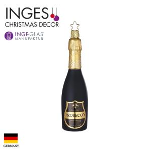 クリスマスツリー 飾り オーナメント ドイツ INGE-GLAS MANUFAKTUR インゲグラス プロセッコワイン スパークリング 黒 ブラック 13.5cm 10182S022